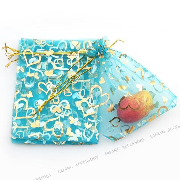100x New Sky Blue Heart Pouch Gift and Wedding Drawstring Bags 140 180mm 