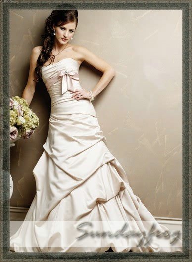  Ruffled Light Gold Wedding Dress Bridal Gown Evening Party Dress M235