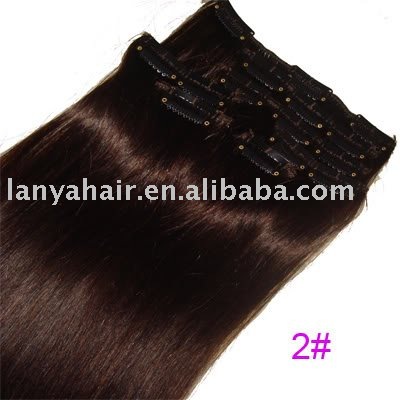 Dark Brown Hair Extensions. back, attached on hair