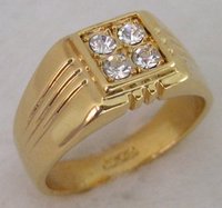 Men Jewelry; Men's Ring; Exquisite 4White Topaz 18K Yellow Gold GP Ring. free shipping;can mix(China (Mainland))