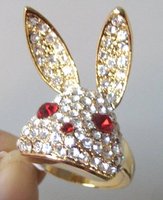 New Year Rabbit Free Shipping  Garnet & White Topaz 18k GP White Gold Ring . Can mix and match.(China (Mainland))