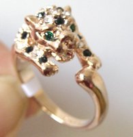 leopards Free Shipping  Exquisite Emerald & Black Onyx 18k GP Yellow Gold Ring . Can mix and match.(China (Mainland))