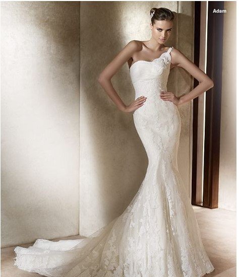 Free shipping oneshoulder Wedding Dresses Elegant sexy Wedding Gown 
