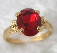 Free Shipping  Exquisite Garnet 18kgp Yellow Gold Ring . Can mix and match.(China (Mainland))