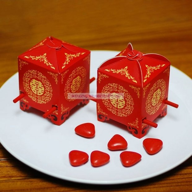 FREE SHIPPING DIY Unique Chinese Traditional Style Red Wedding Candy 