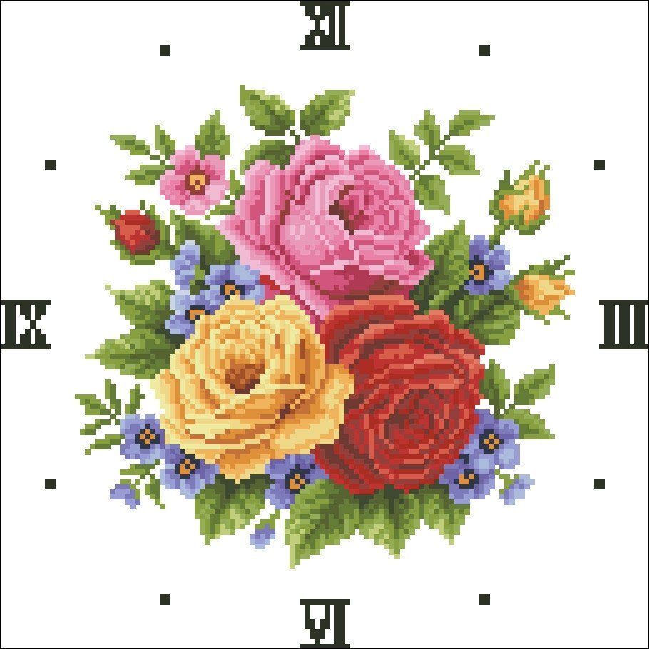 color roses cross stitch