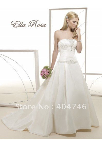 strapless ruched bodice with ball gown skirt new hot sell wedding dress