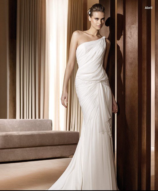 beach casualone shoulder designer wedding gown 2011 style charming bridal 