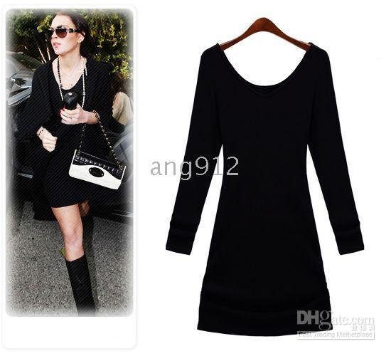 Wholesale Dresses Women's Long T shirt Big V Neck Long Sleeve T shirt Street 