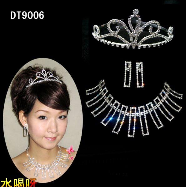Wedding bridal Jewelry Sets illusion of ice blue diamond necklace earrings 