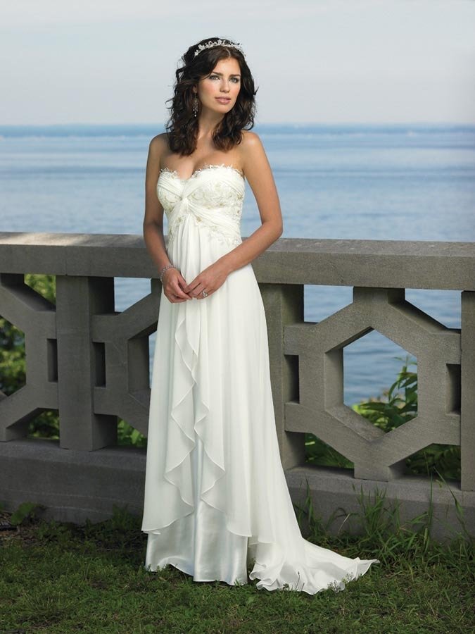 Evening Prom Gown Sweetheart Chiffon Beach Wedding Dress cheap 