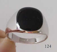 Free shipping ;Exquisite Black Onyx 18K GP White Gold  Men's Ring; can mix(China (Mainland))