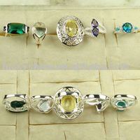 5PCS anillos joyas de piedras preciosas de la moda de joyería de plata de envío gratis (China (continental))