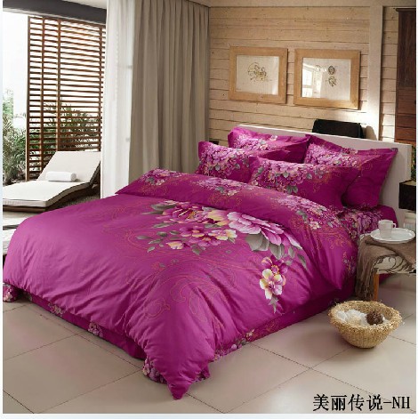 Bedspreads Queen Purple on Cotton Queen Bedding Quilt Doona Duvet Covers Sets 4pc Purple Leaves