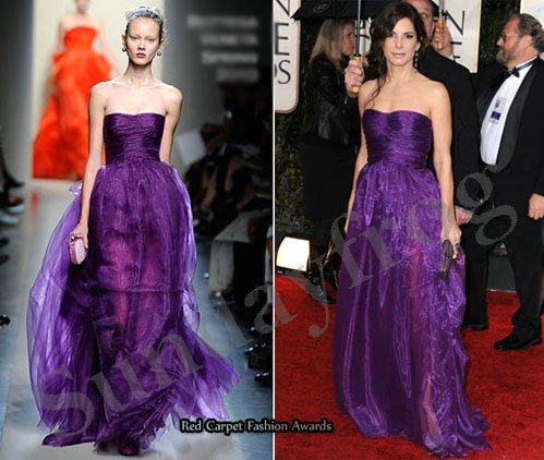 Golden Globe Red Carpet Celebrity Dresses Strapless Deep Purple Crystal