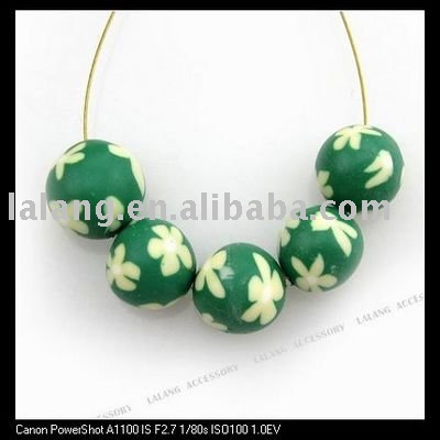 105x New Round Green Polymer Clay Charms Bead Fit European Bracelet 10mm 