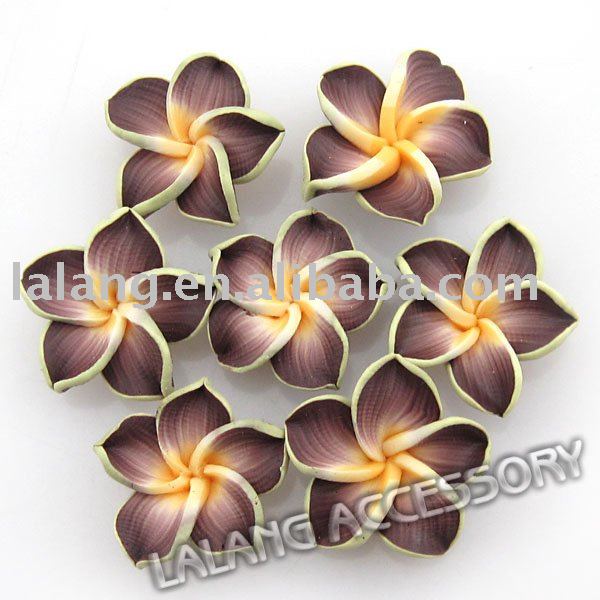 105x New Dark Purple and Yellow Flower Polymer Clay Charms Beads Fit 