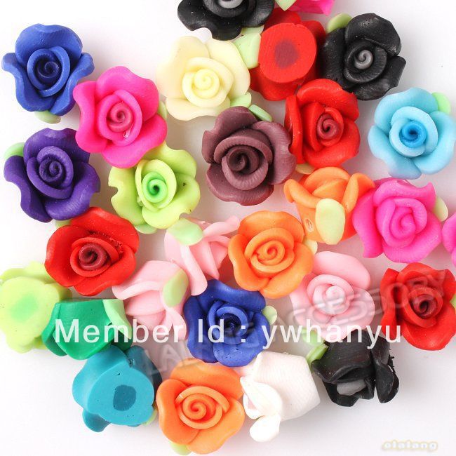 155x New Mixed Colors Flower Polymer Clay Charms Beads Fit European Bracelet