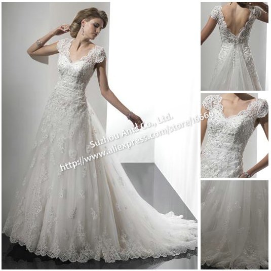 lace short sleeve wedding dress