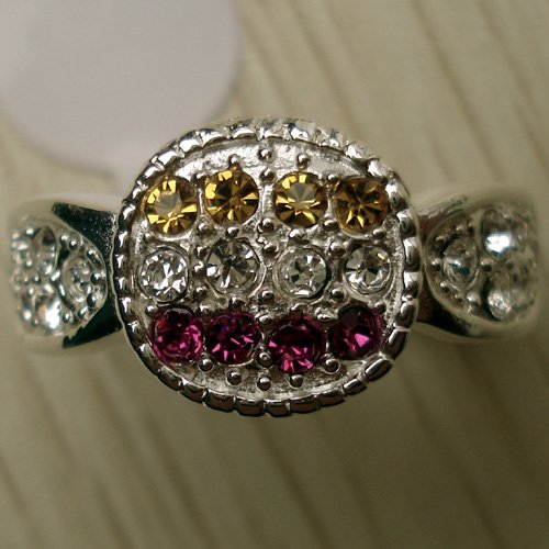 pink gemstone rings. silver Gemstone Ring size