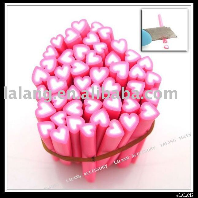 120x Charm Pink Heart Polymer Clay Cane Nail Art 54cm 250014