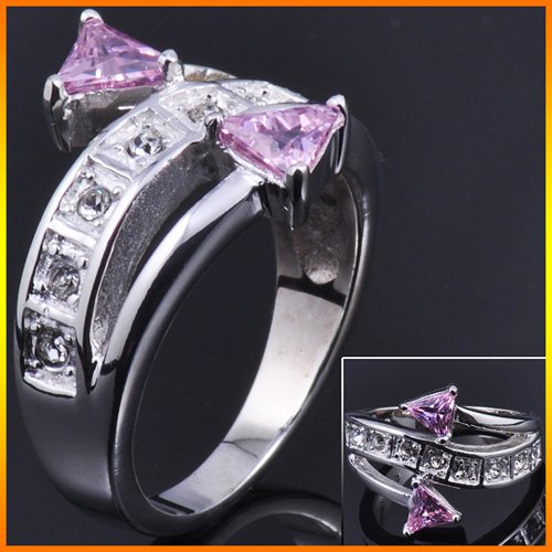 pink gemstone rings. silver Gemstone Ring size