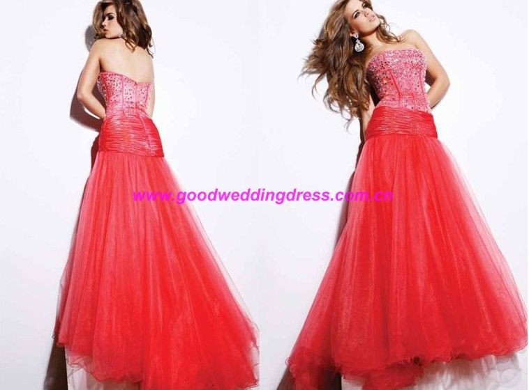 prom dresses 2011 red. 2011 New design Strapless red