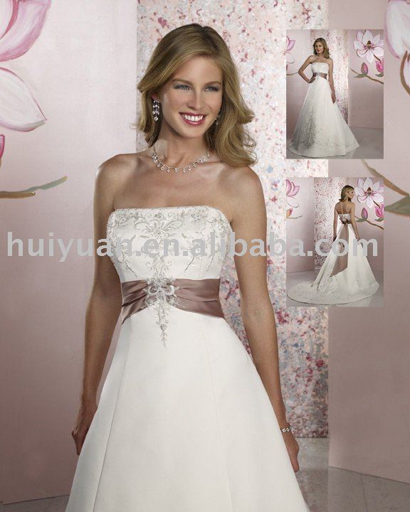 sleeveless embroidery flower arabic wedding dress 6392