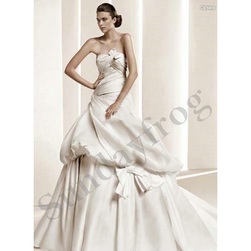  Satin Ball Gown Ruffle Butterfly Tie Wedding Dresses Bridal Gowns LS66