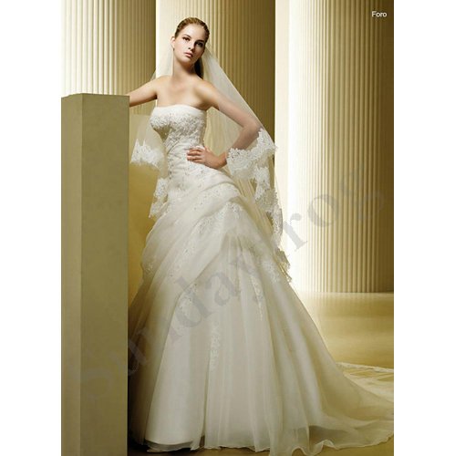  Ball Gown Ruffle Embroidery Beaded Wedding Dresses Bridal Gowns LS29