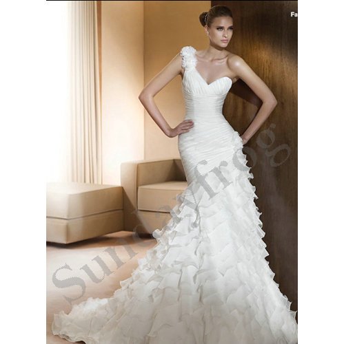  ALine Gown Ruffle Handmade Flower Wedding Dresses Bridal GownsLS138