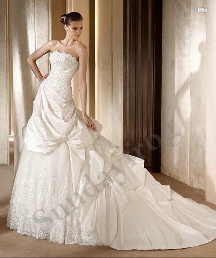 Freeshipping Best Selling Custom Made Strapless Taffeta ALine Gown Ruched 