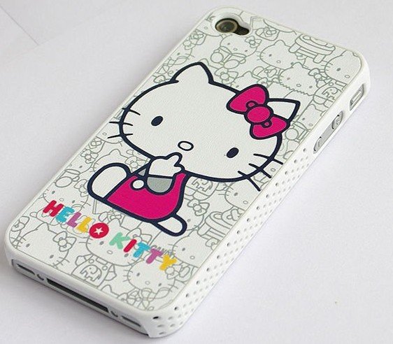 Wholesale 2011 New Hello Kitty White Back Hard Case Cover Pouch For iphone 4 