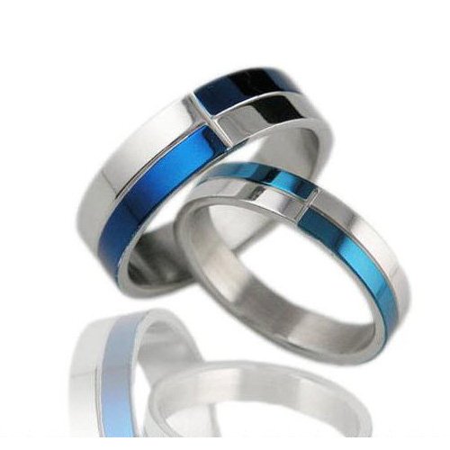 ValentineWeddingFree ShippingHigh Quality Stainless Steel Blue and Silver