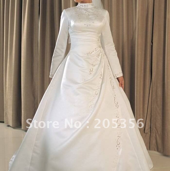  new ruffle long sleeve muslim dress Muslim wedding dress Arabic bridal 