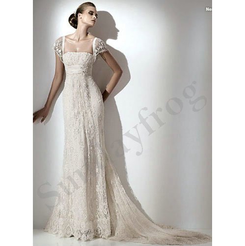 A Line Strapless Beaded Lace Taffeta Wedding Dresses Bridal Gowns Prom 