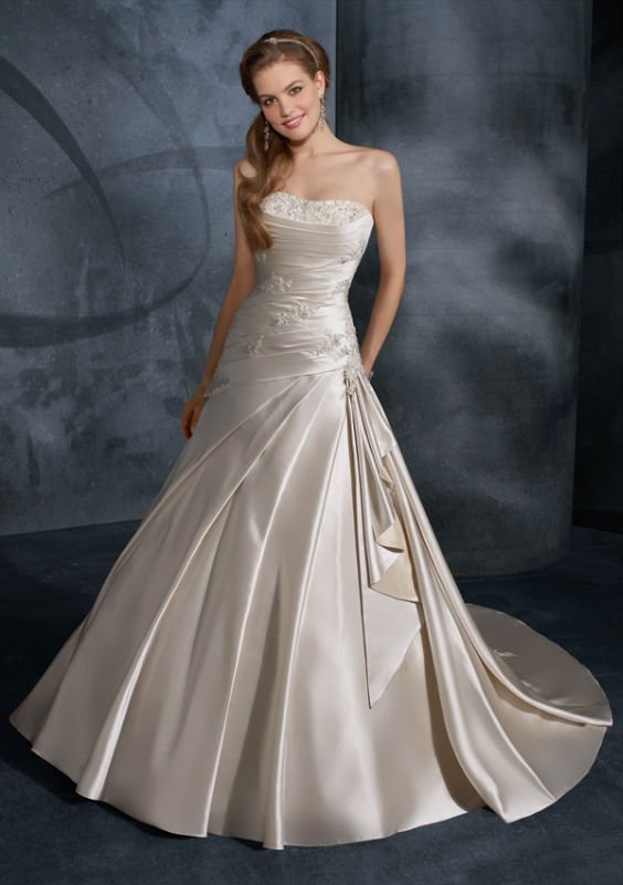 Free shipping hot selling satin wedding dress backless sexy evening dress