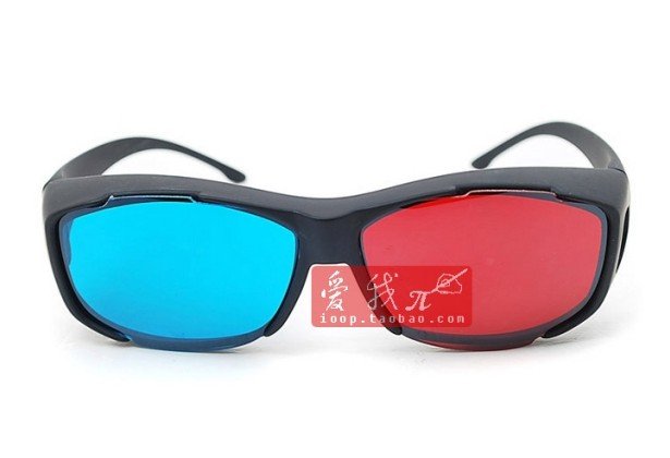 Reuseable Plastic Frame Resin Lens Anaglyphic Blue Red 3D Glasses