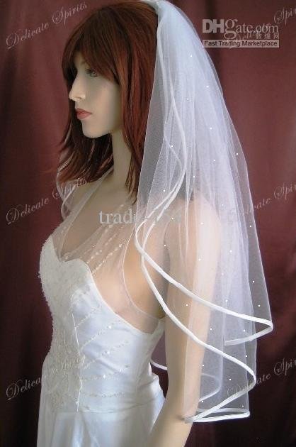 2T DIAMOND WHITE Fingertip RHINESTONE bridal veil