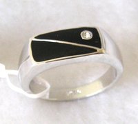 Free Shipping  Black Onyx & White Topaz 18k GP White Gold Ring . Can mix and match.(China (Mainland))