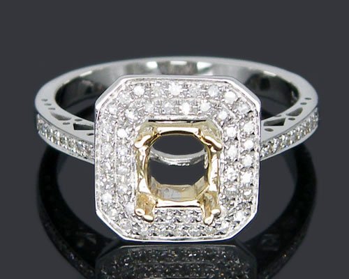 Princess Cut 5x5mm Solid 14Kt White gold 046Ct Diamond Semi Mount Ring