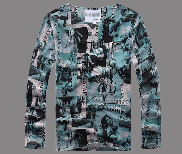 2011 New Mens Fashion Printed Tattoo Colorful Knited Sweater Long Sleeve