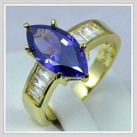 Free shipping & Gemstone Jewelry 18K Yellow Gold Wedding Band Gp Sapphire Zircon Ring Size8(China (Mainland))