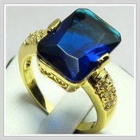 Free shipping & Gemstone Jewelry 18K Yellow Gold Wedding Band Gp Sapphire Zircon Ring Size8(China (Mainland))