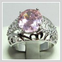 Free shipping & Gemstone Jewelry 18K White Gold Wedding Band Gp Pink Zircon Ring Size8(China (Mainland))