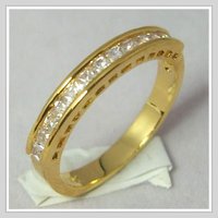 Free shipping & Gemstone Jewelry 18K Yellow Gold Wedding Band Gp white Zircon Ring Size8(China (Mainland))