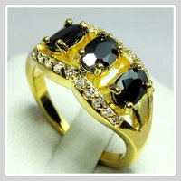 Free shipping & Gemstone Jewelry 18K Yellow Gold Wedding Band Gp Black Zircon Ring Size8(China (Mainland))