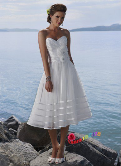 Free Shipping Custom Made Beach Short Wedding Dress WD49