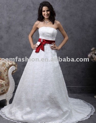 Designer Strapless Aline Lace Wedding Dress HLWD2100