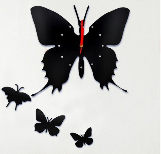 2011 New Wall clock free shipping new modern gift clock simple DIY number wall clock Butterfly - lifestyle and fashion competition july 2011